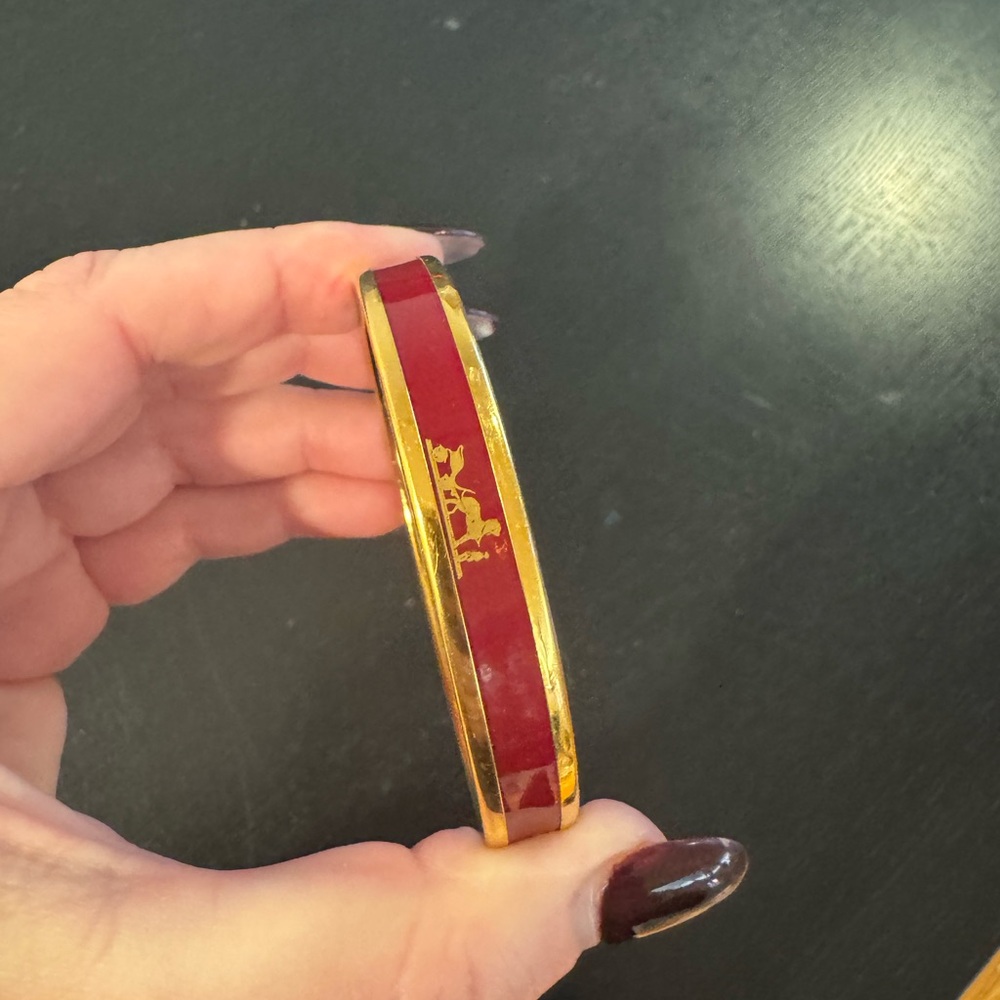 Hermes Red and Gold Enamel Bracelet